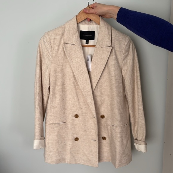 NWT! BANANA REPUBLIC Linen Blend Double Breasted Blazer, Size 4 - Picture 11 of 12